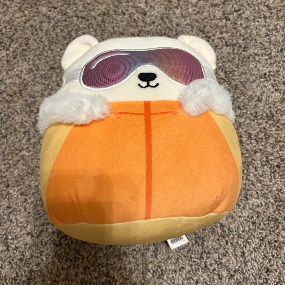 Squishmallows Plush Bear with Sunglasses - Orange and Cream